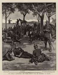 Die deutschen Manöver, der Kronprinz mit seinem Regiment der Garde